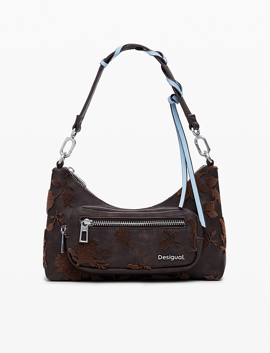 Desigual Bag Stencil Flower Medellin Mini 25WAXPB9 - תיק צד חום דיזיגוואל לנשים