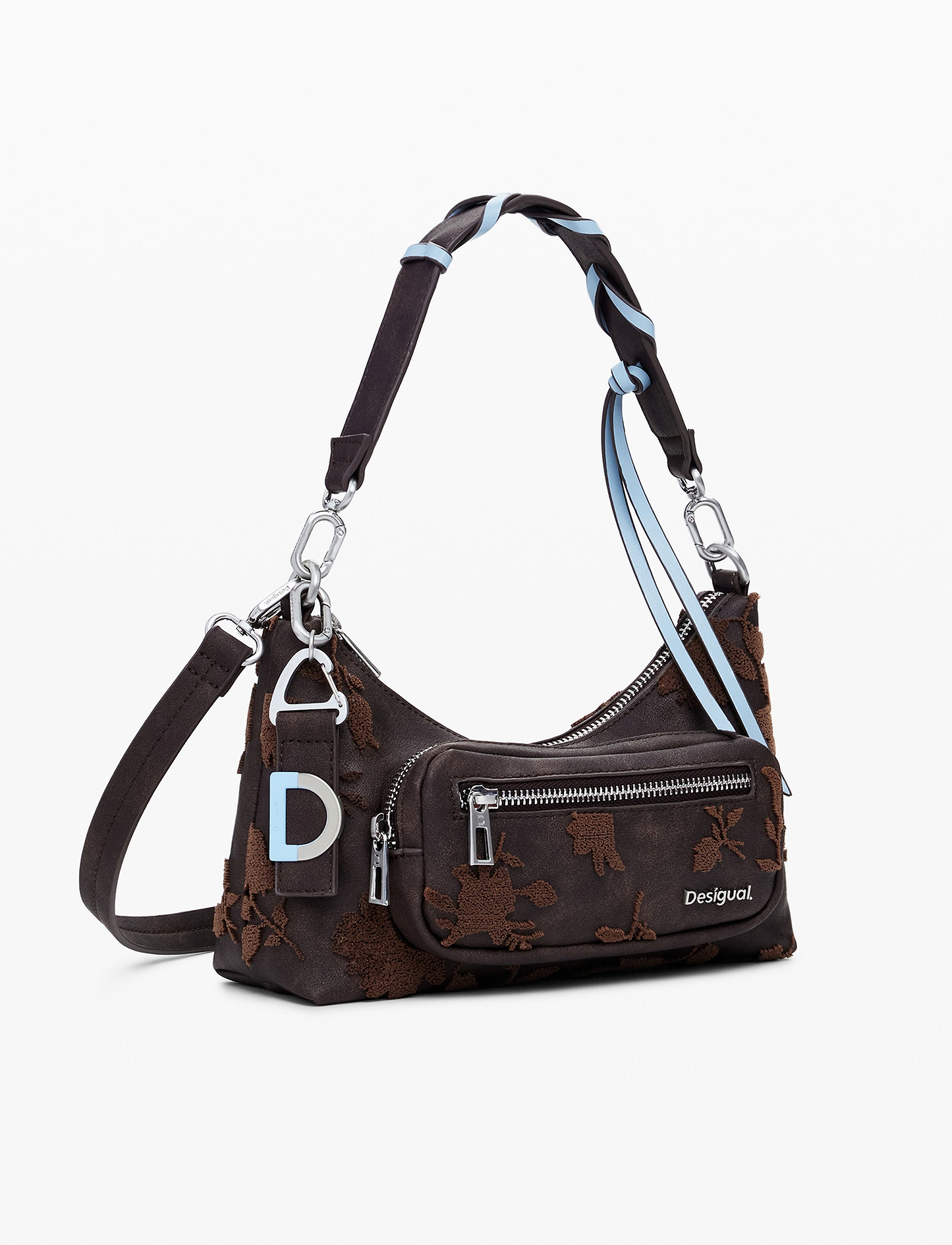 Desigual Bag Stencil Flower Medellin Mini 25WAXPB9 - תיק צד חום דיזיגוואל לנשים