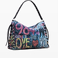 Desigual Bag Pizzicato Leiria 25WAXD23 - תיק צד שחור גרפיטי דיזיגוואל לנשים