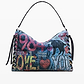Desigual Bag Pizzicato Leiria 25WAXD23 - תיק צד שחור גרפיטי דיזיגוואל לנשים