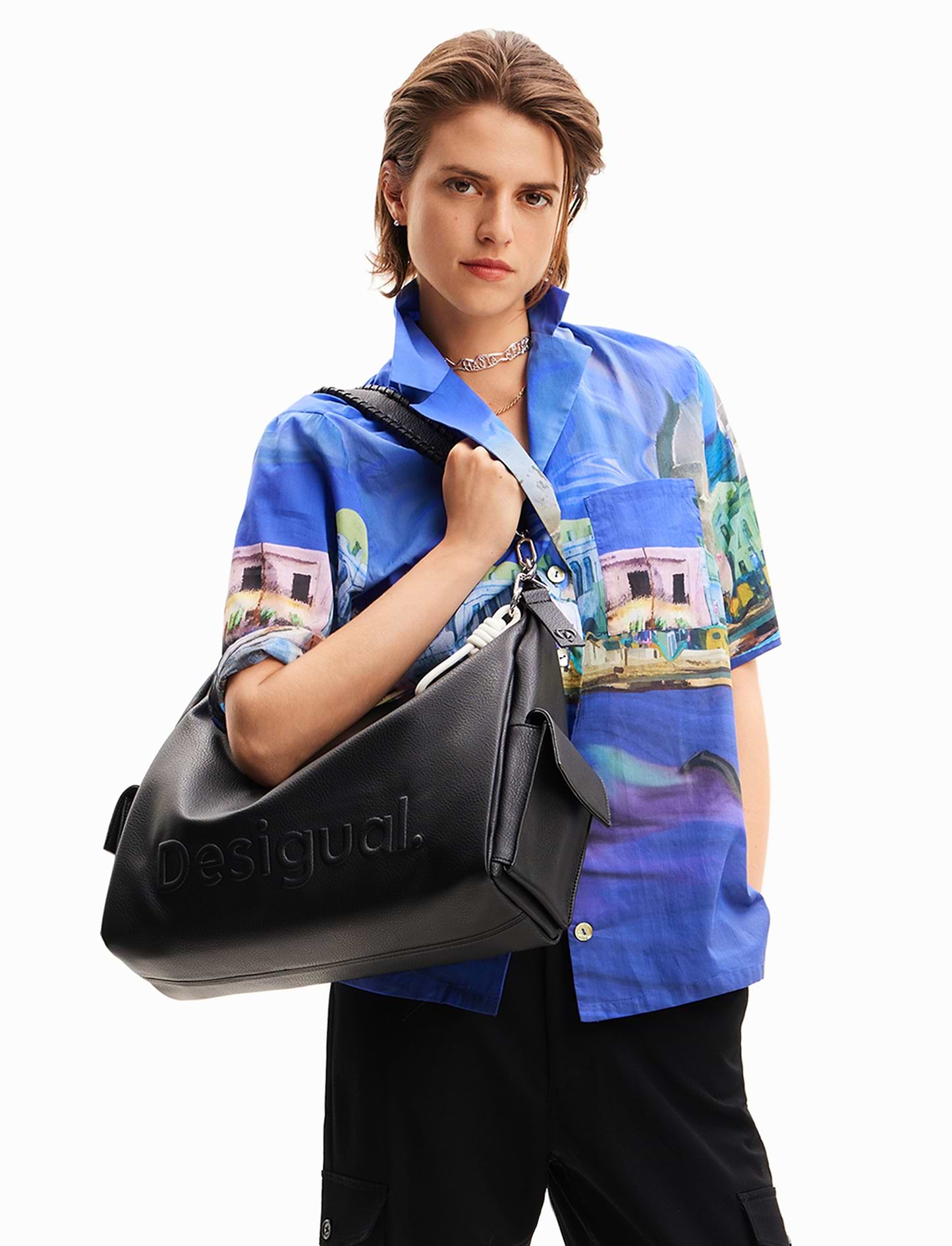Desigual Bag Half Logo 24 Brasilia - תיק יד בצבע שחור
