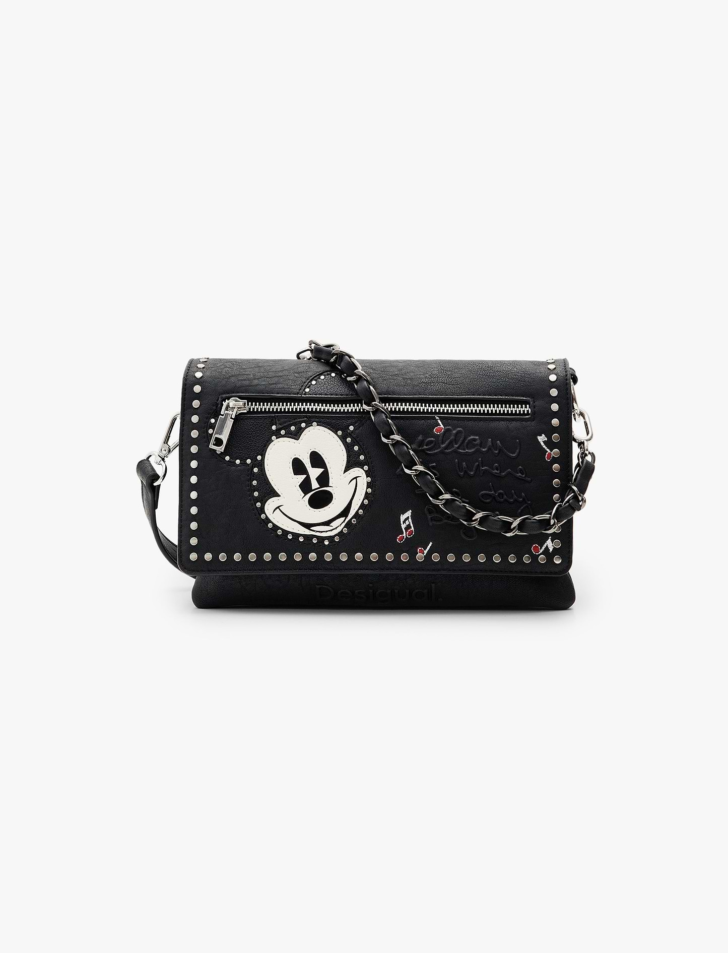 Desigual Bag Mickey Rock Dortmund Flap 2.0 - תיק קרוסבודי בינוני בצבע שחור