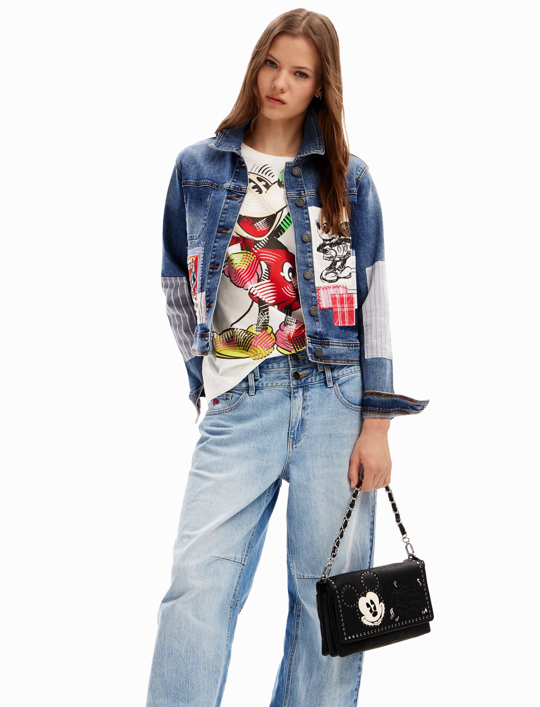 Desigual Bag Mickey Rock Dortmund Flap 2.0 - תיק קרוסבודי בינוני בצבע שחור