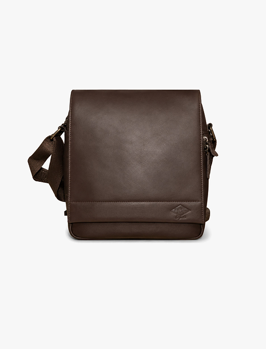 Lee Cooper 2326 - תיק צד עור לי קופר לגברים בצבע חום כהה