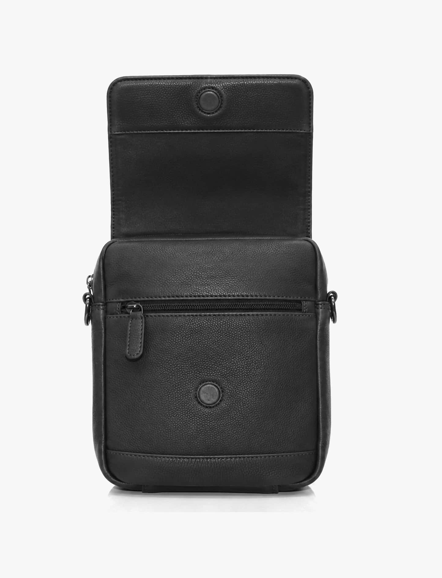 Lee Cooper Leather Cross Bag 2332 - תיק צד עור לי קופר לגברים בצבע שחור