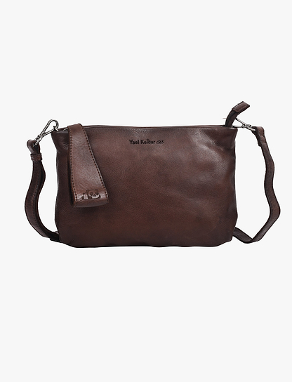 Yael Keidar 37657 - תיק צד חום כהה מעור לנשים יעל קידר