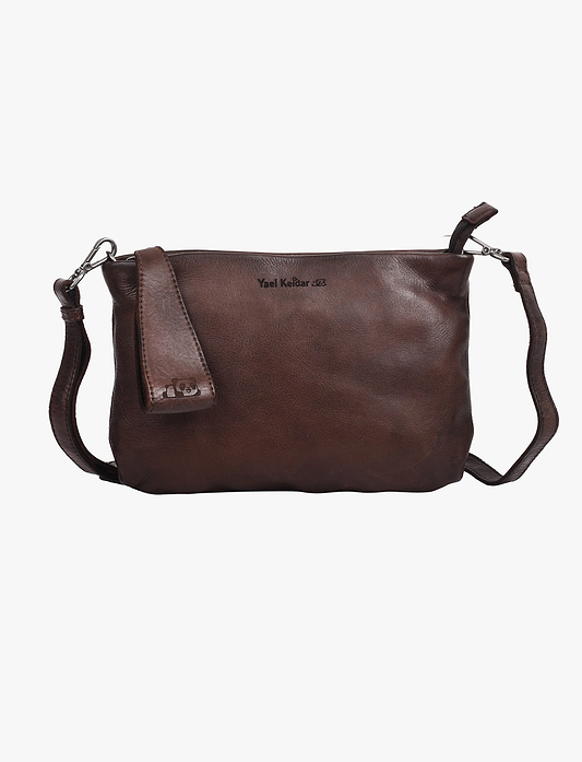 Yael Keidar 37657 - תיק צד חום כהה מעור לנשים יעל קידר