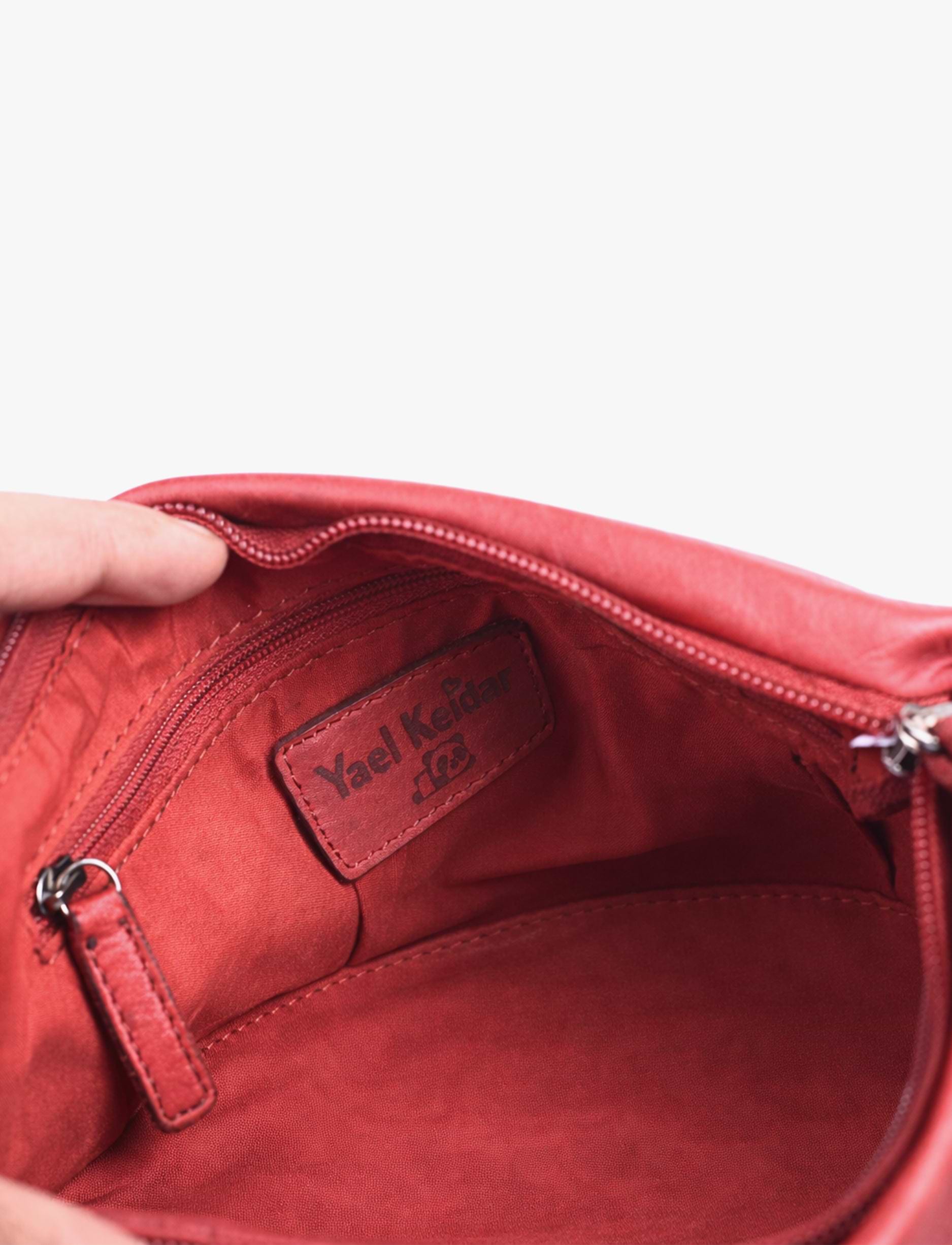 Yael Keidar 37657 - תיק צד אדום מעור לנשים יעל קידר