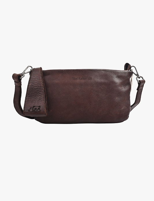 Yael Keidar 37658 - תיק צד חום כהה מעור לנשים יעל קידר