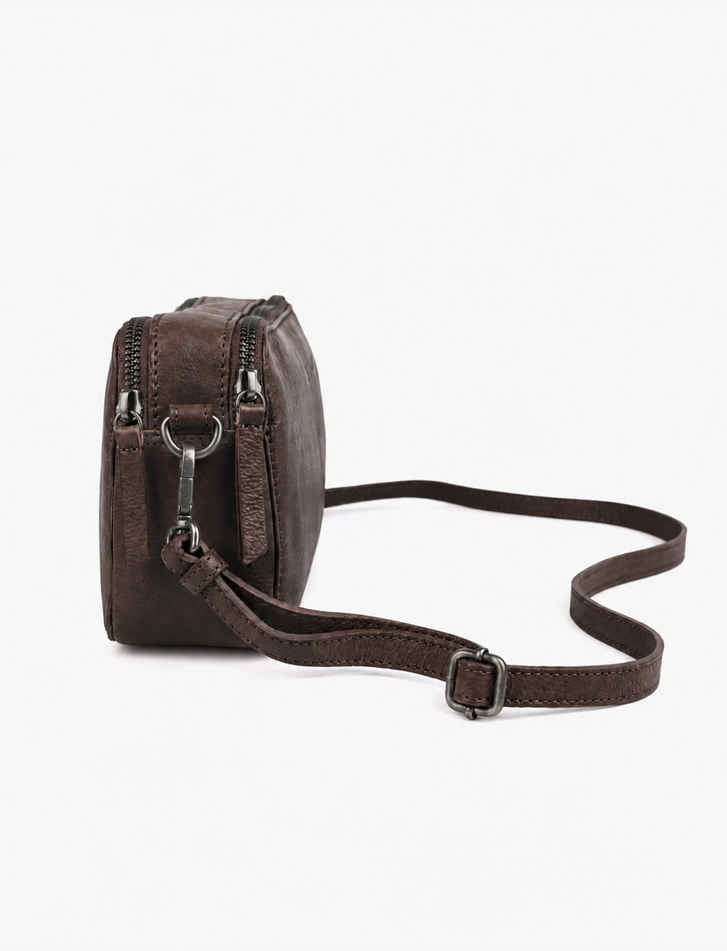 Yael Keidar Leather Side Bag 38767 - תיק צד עור יעל קידר חום כהה לנשים