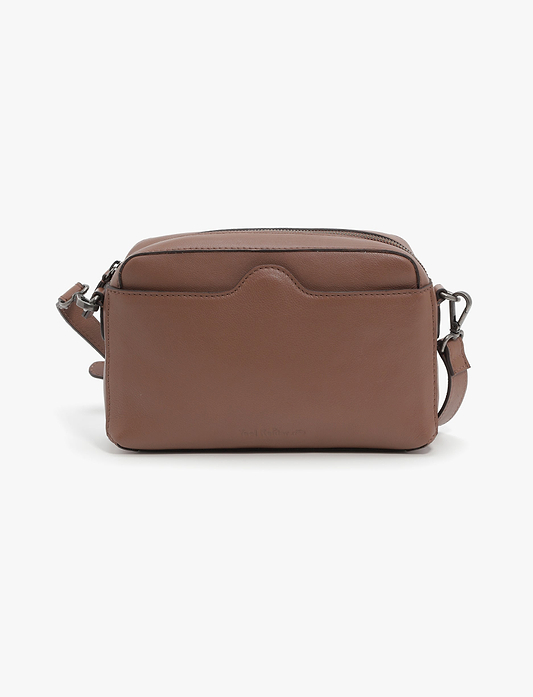Yael Keidar Leather Side Bag 38768 - תיק צד עור יעל קידר חום כהה לנשים