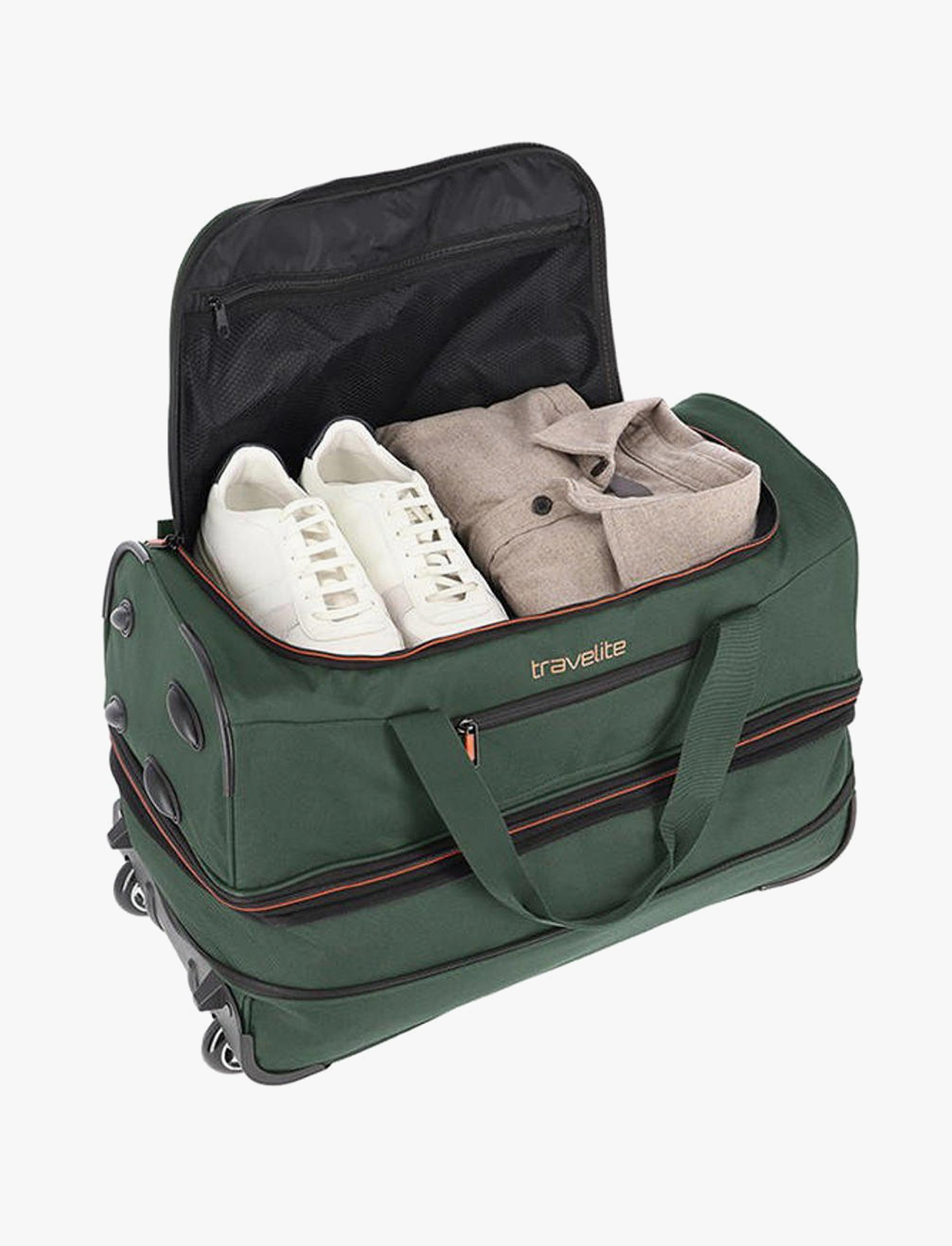 Travelite Wheeled Duffle 70 Cm BASICS - תיק נסיעה על גלגלים 70 ס"מ טרוולייט בצבע ירוק כהה