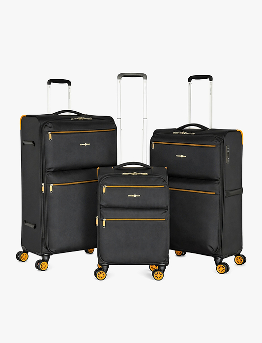 Travel Club - סט 3 מזוודות רכות 20/26/30 אינץ' בצבע שחור/צהוב