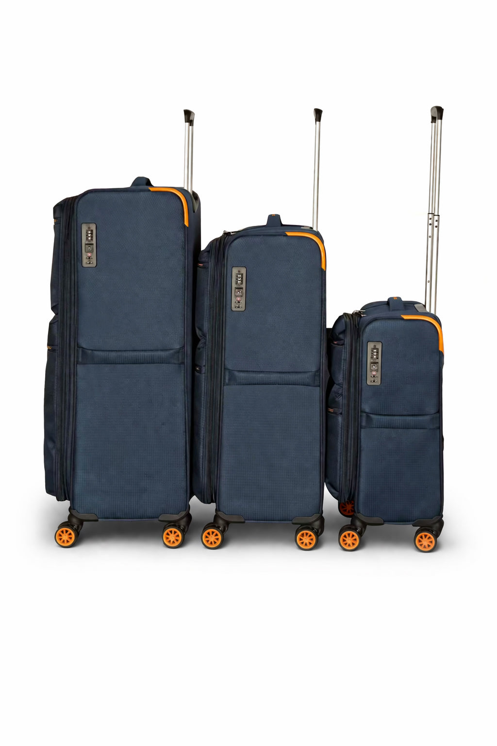 Travel Club - סט 3 מזוודות רכות 20/26/30 אינץ' בצבע נייבי/צהוב