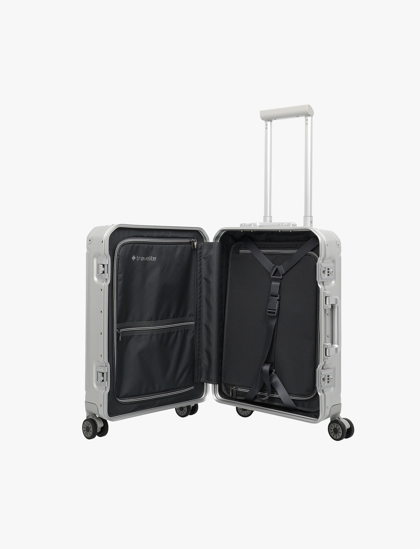 Travelite Next Hardside Luggage  - מזוודת אלומיניום טרוולייט 30 אינץ' בצבע כסף