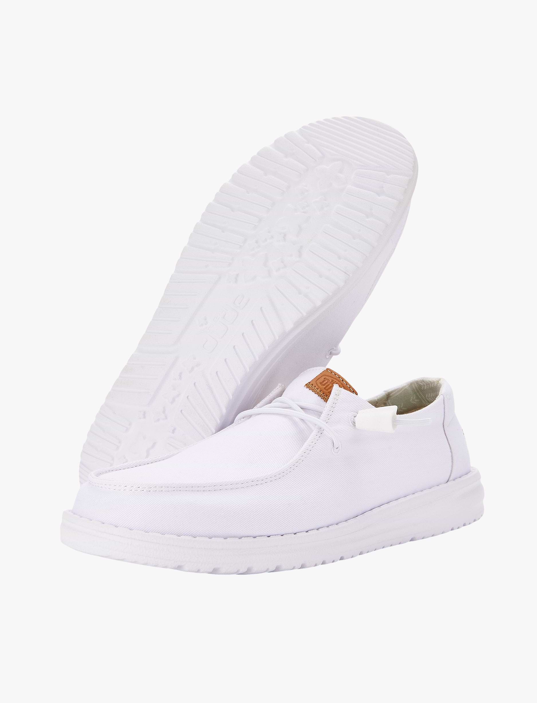 Hey Dude Lace Slip On Wendy Canvas - נעלי סליפ און היי דוד וונדי קנבס לנשים בצבע לבן