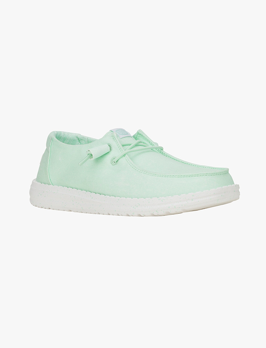 Hey Dude Lace Slip On Wendy Canvas - נעלי סליפ און היי דוד וונדי קנבס לנשים בצבע כחול מנטה