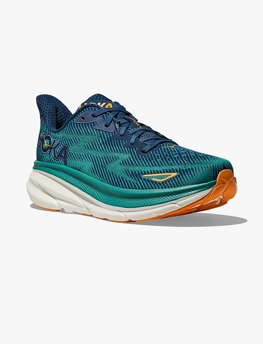 HOKA Clifton Wide 9 - נעלי ספורט גברים הוקה קליפטון 9 רחבות בצבע שחור/ירוק