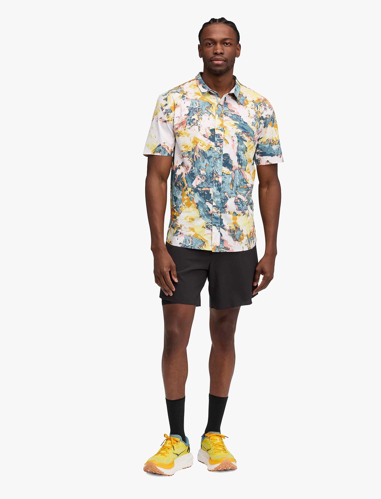 HOKA Sky Run Polo - חולצת כפתורים פולו דרייפיט בהדפס צבעוני
