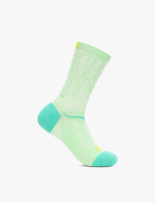 HOKA Clifton 10 Crew Run Sock - גרבי ריצה קליפטון 10 גבוהים בצבע מנטה פלואוריט