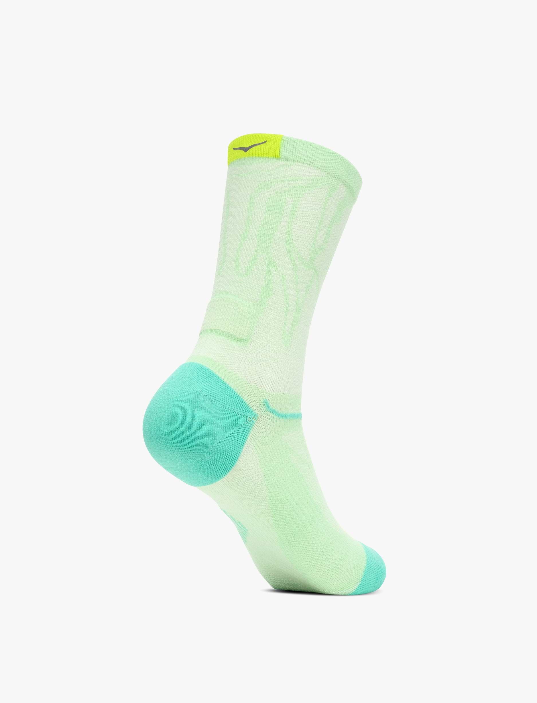 HOKA Clifton 10 Crew Run Sock - גרבי ריצה קליפטון 10 גבוהים בצבע מנטה פלואוריט