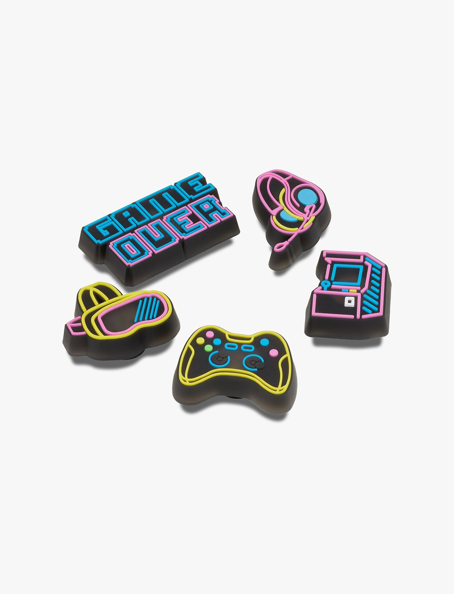 Crocs Jibbitz Lights Up Neon Gamer 5 Pack - מארז ג'יביטים קרוקס עם אורות