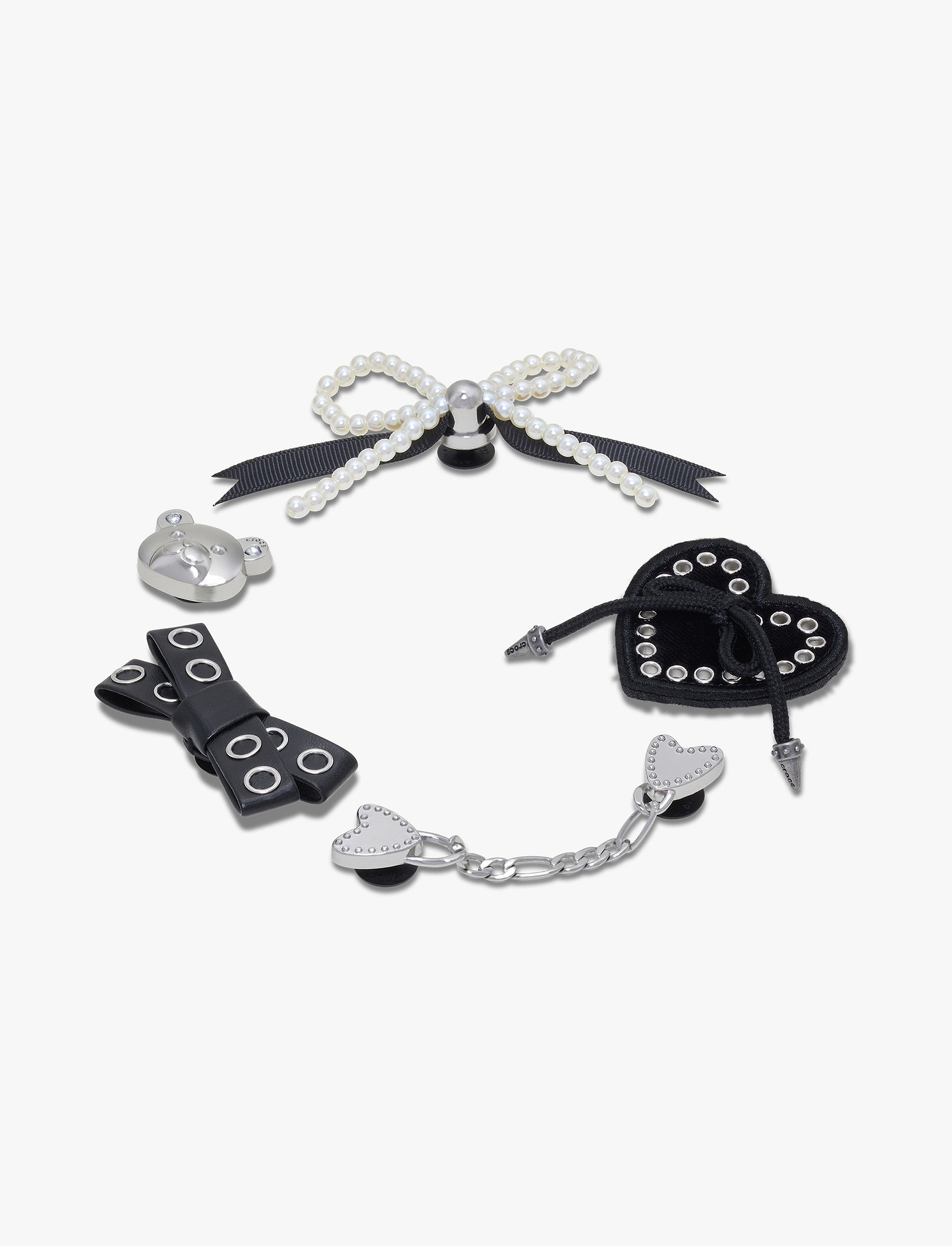 Crocs Jibbitz Indie Luxe Silver - מארז 5 ג'יביטים קרוקס