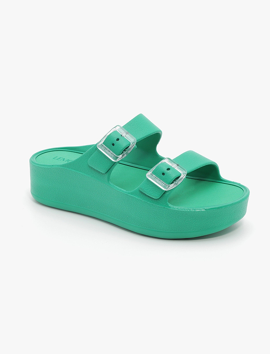 Lemon Jelly Fenix Slide -כפכפי פלטפורמה למון ג'ילי עם שתי רצועות אבזם לנשים