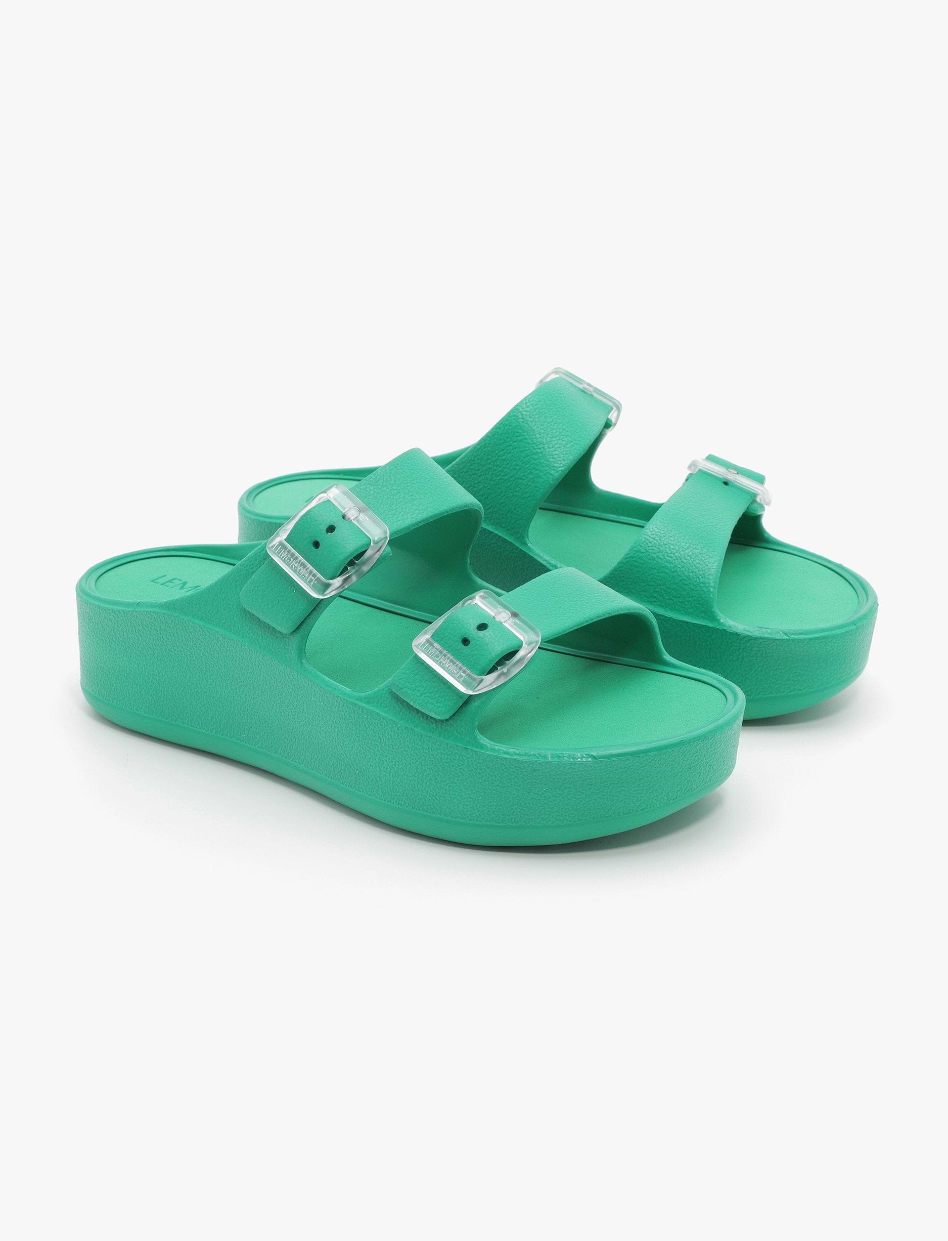 Lemon Jelly Fenix Slide -כפכפי פלטפורמה למון ג'ילי עם שתי רצועות אבזם לנשים
