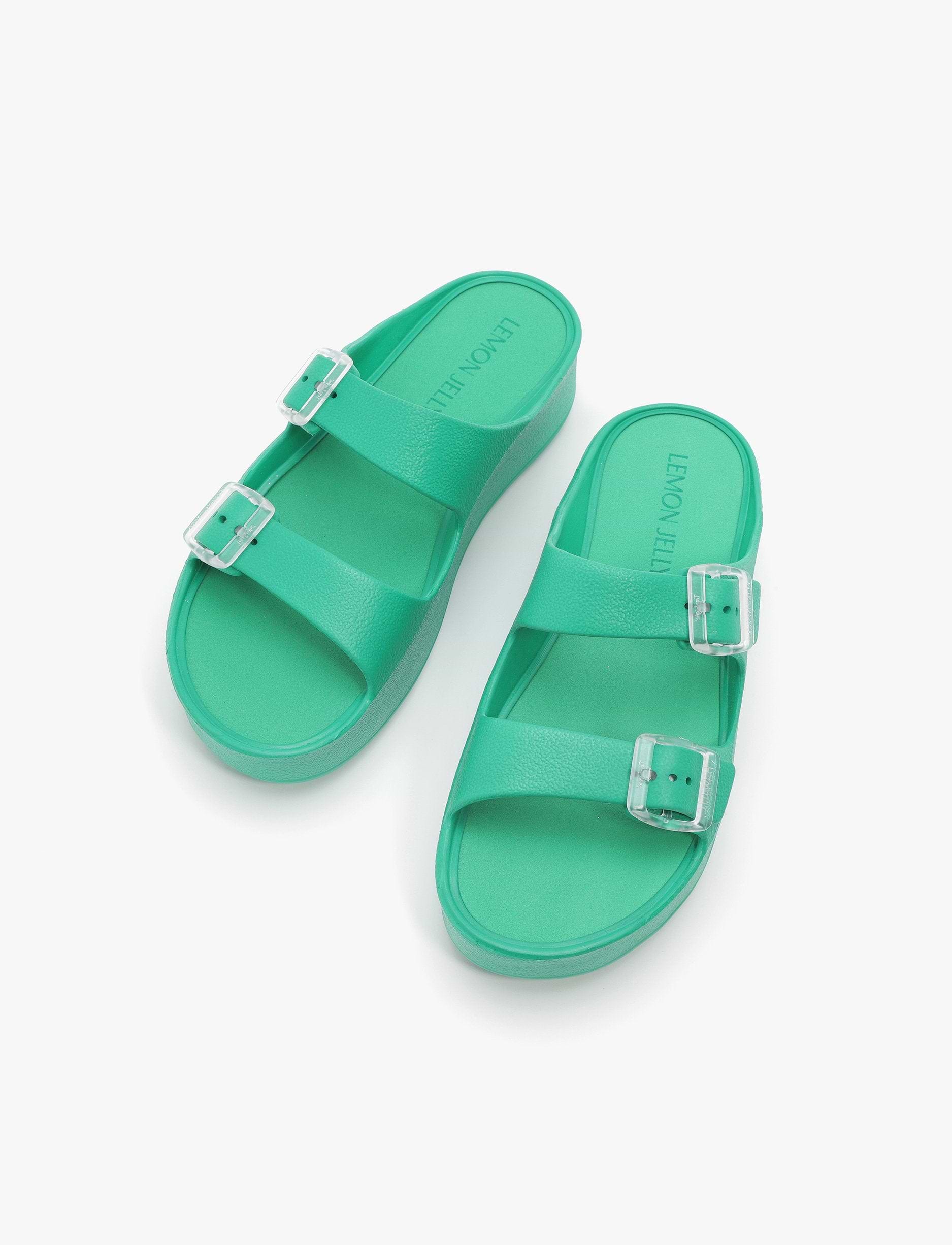 Lemon Jelly Fenix Slide -כפכפי פלטפורמה למון ג'ילי עם שתי רצועות אבזם לנשים