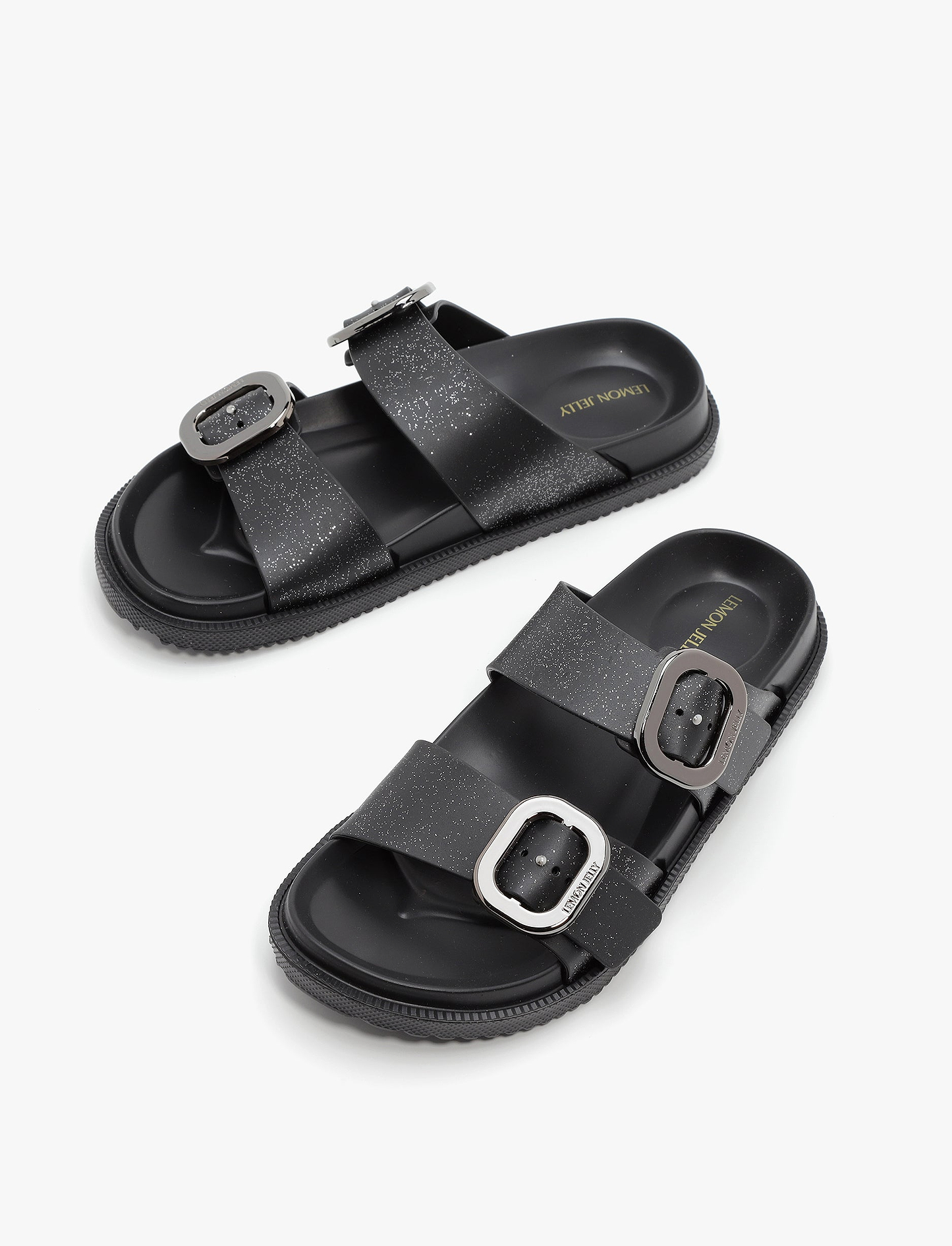 Lemon Jelly Elise Glitter Slide - כפכפי סלייד גליטר לנשים למון ג'ילי דגם אליס בצבע שחור