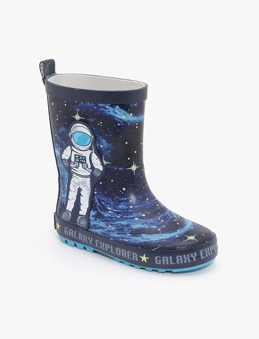 Rain Boot Mighty Kids – מגפי גומי מייטי לילדים בהדפס אסטרונאוט בצבע נייבי