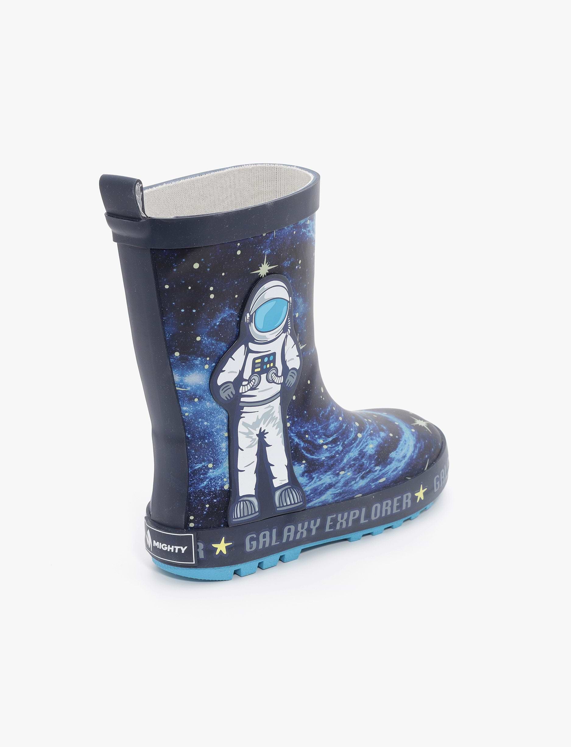 Rain Boot Mighty Kids – מגפי גומי מייטי לילדים בהדפס אסטרונאוט בצבע נייבי