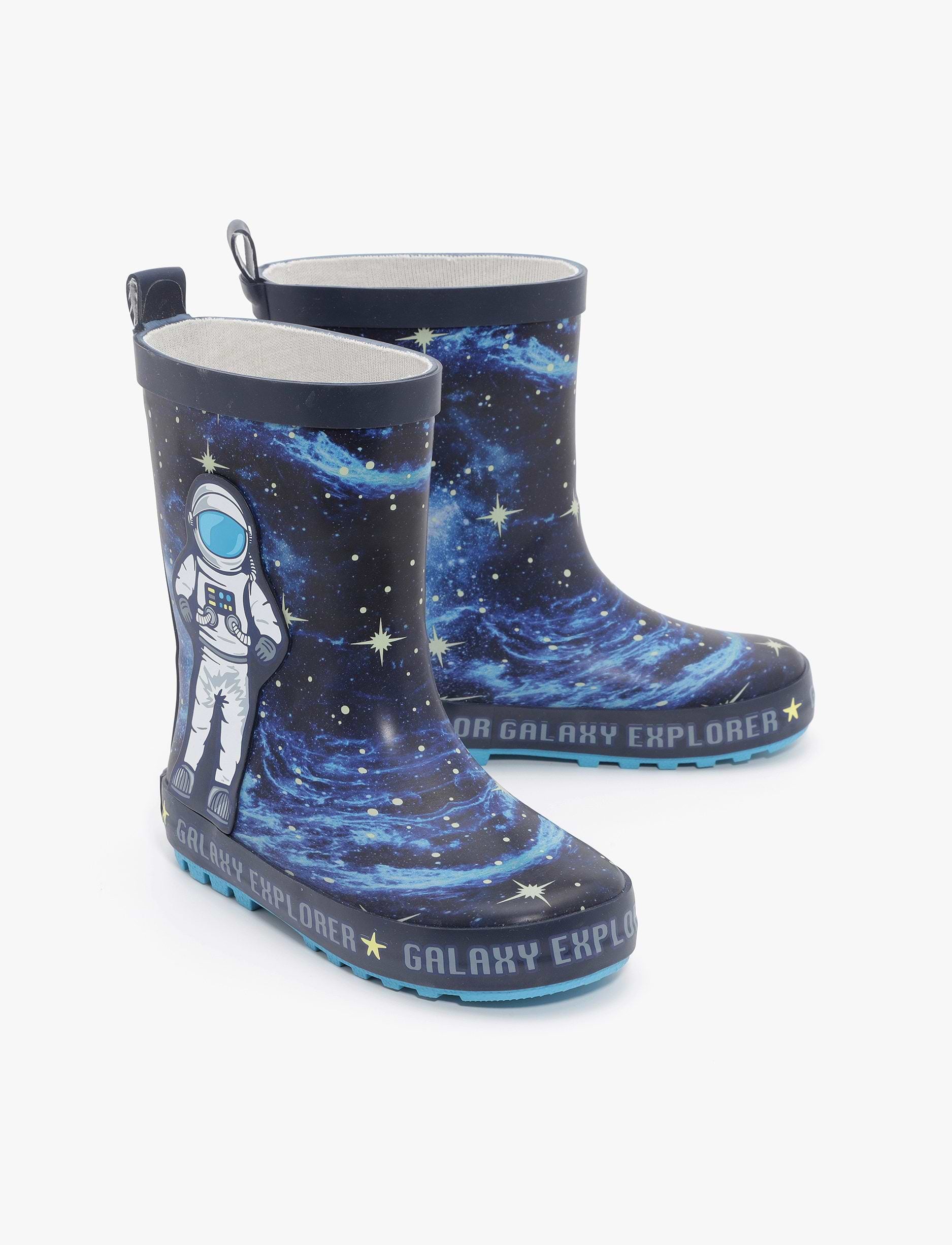 Rain Boot Mighty Kids – מגפי גומי מייטי לילדים בהדפס אסטרונאוט בצבע נייבי