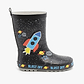 Rain Boot Mighty Kids – מגפי גומי מייטי לילדים בהדפס חללית בחלל בצבע שחור