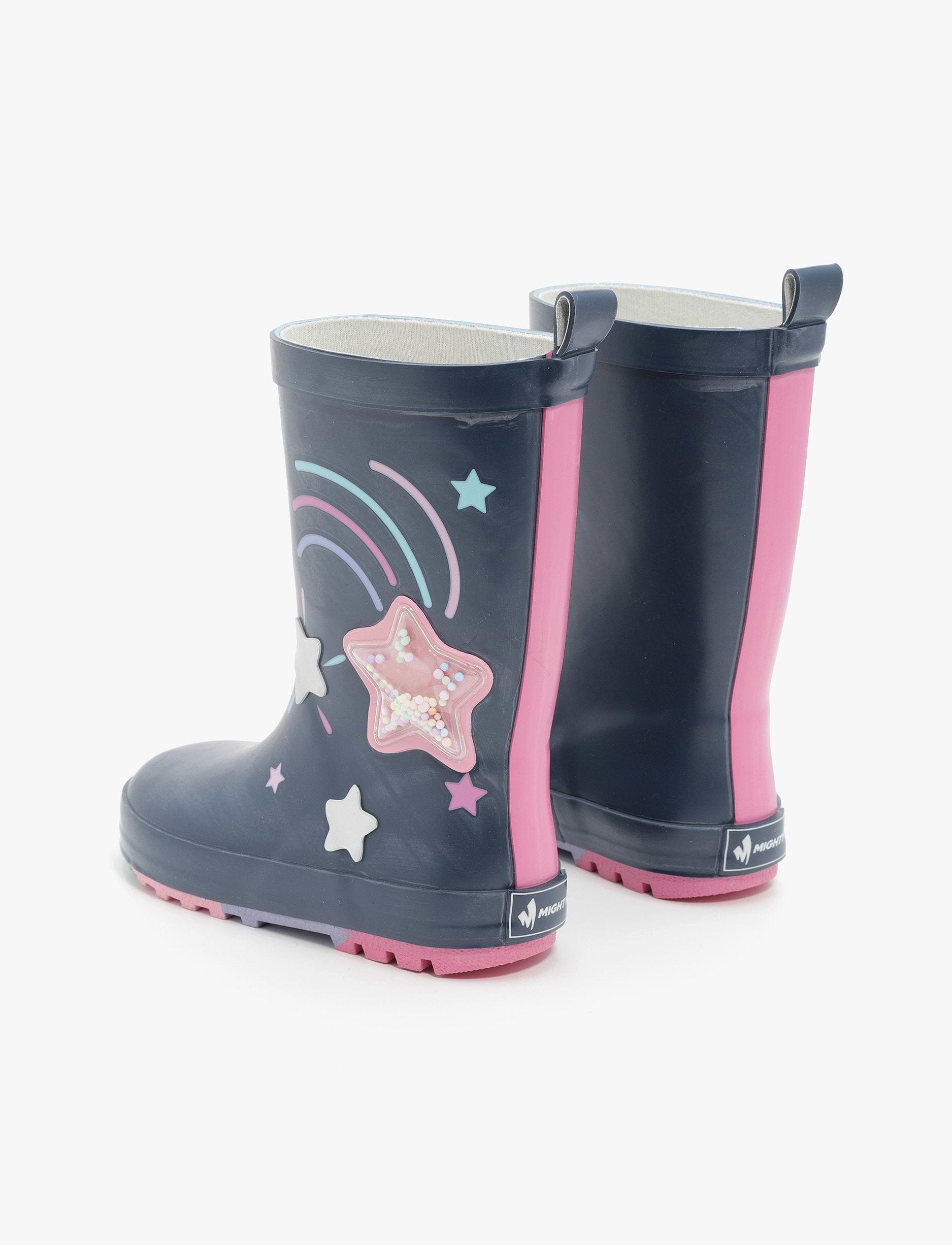 Rain Boot Mighty Kids – מגפי גומי מייטי לילדים בהדפס קשת כוכבים בצבע נייבי