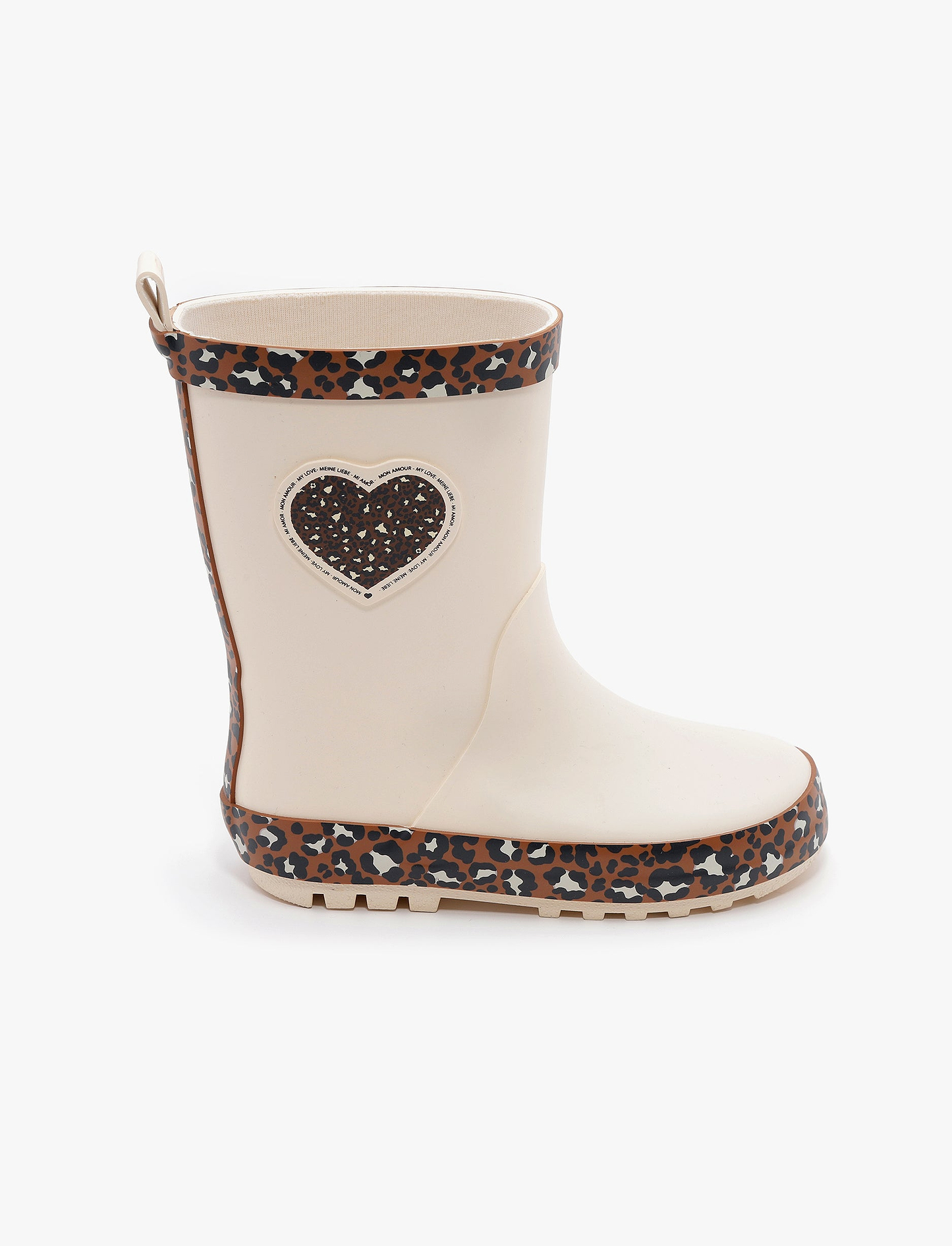 Rain Boot Mighty – מגפי גומי מייטי לילדים בהדפס לב מנומר שמנת