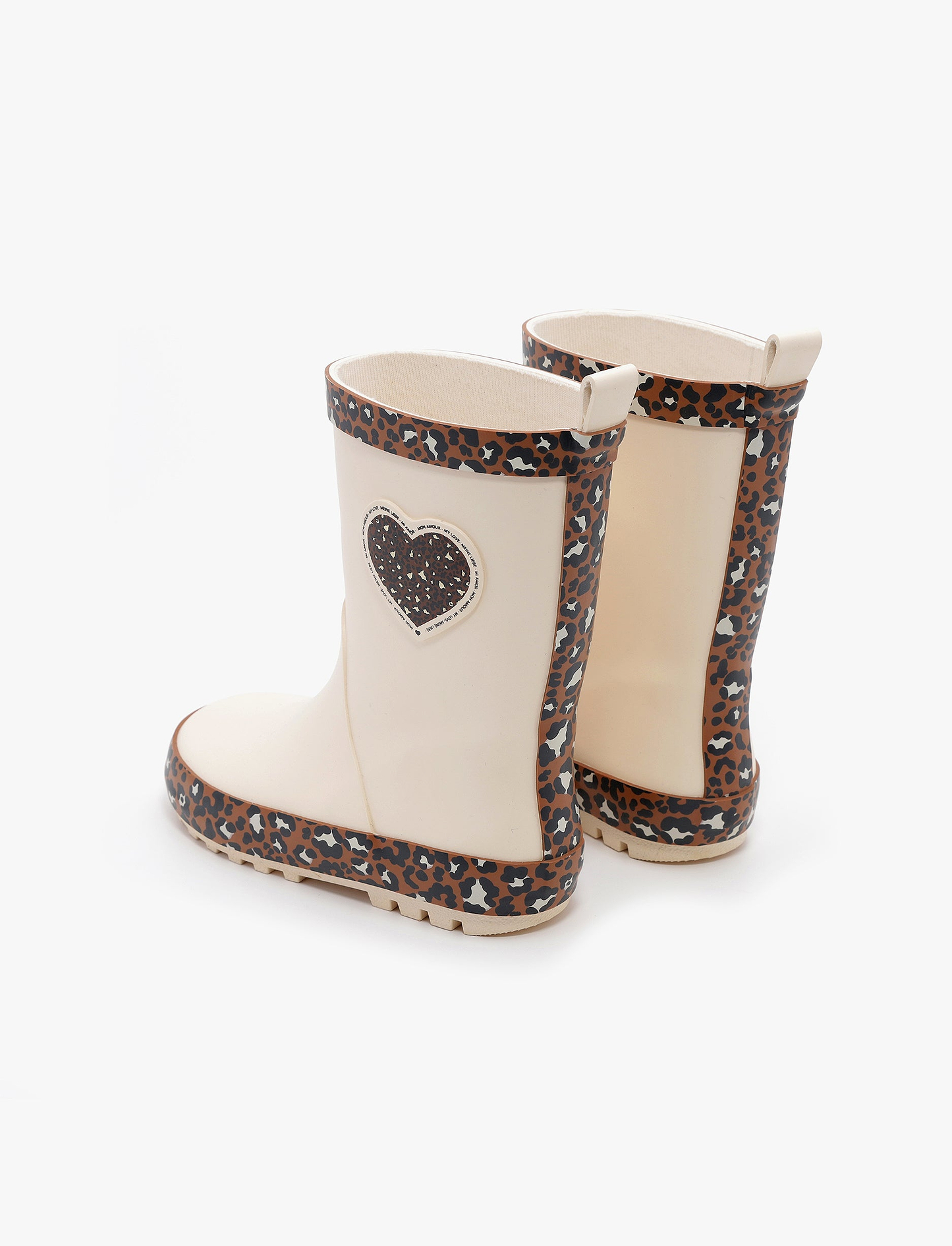 Rain Boot Mighty – מגפי גומי מייטי לילדים בהדפס לב מנומר שמנת