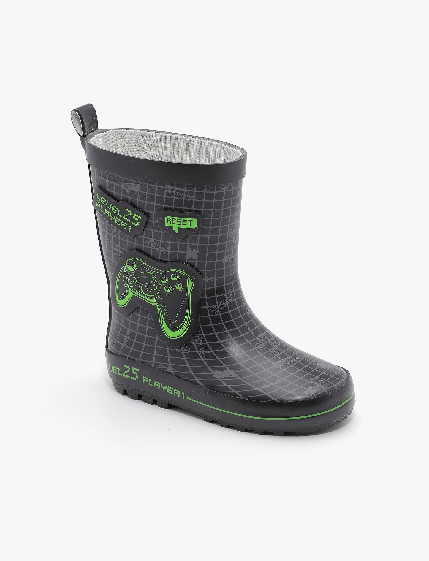 Rain Boot Mighty – מגפי גומי מייטי לילדים בהדפס גיימר שחור