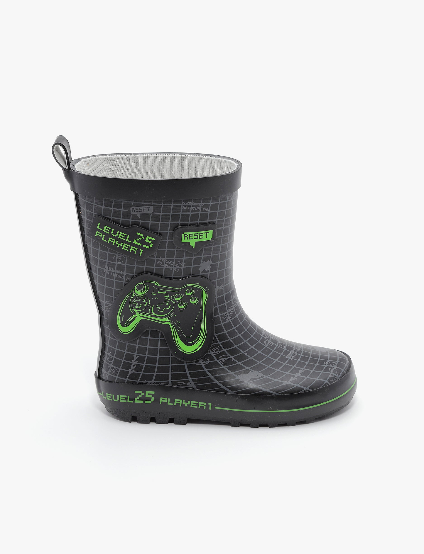 Rain Boot Mighty – מגפי גומי מייטי לילדים בהדפס גיימר שחור