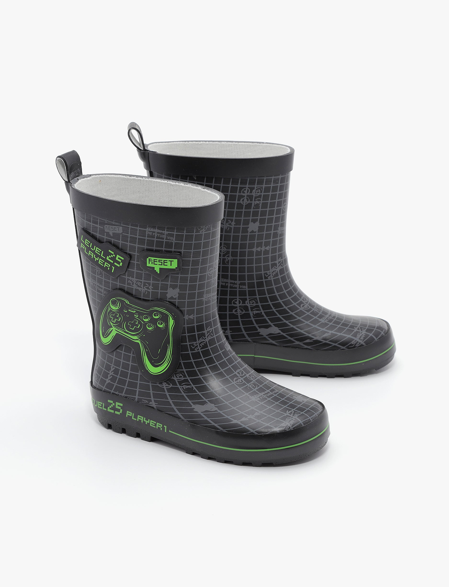 Rain Boot Mighty – מגפי גומי מייטי לילדים בהדפס גיימר שחור