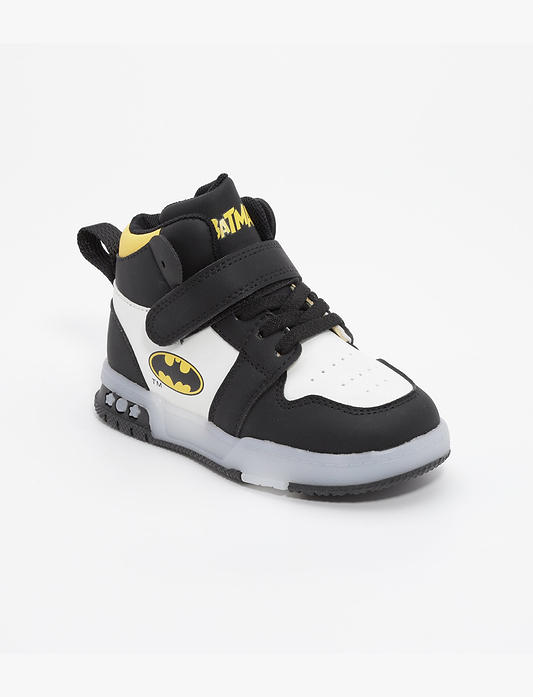 Mighty Batman Sneakers Boys E2233 - נעלי סניקרס גבוהות מייטי באטמן לבנים בצבע שחור/לבן