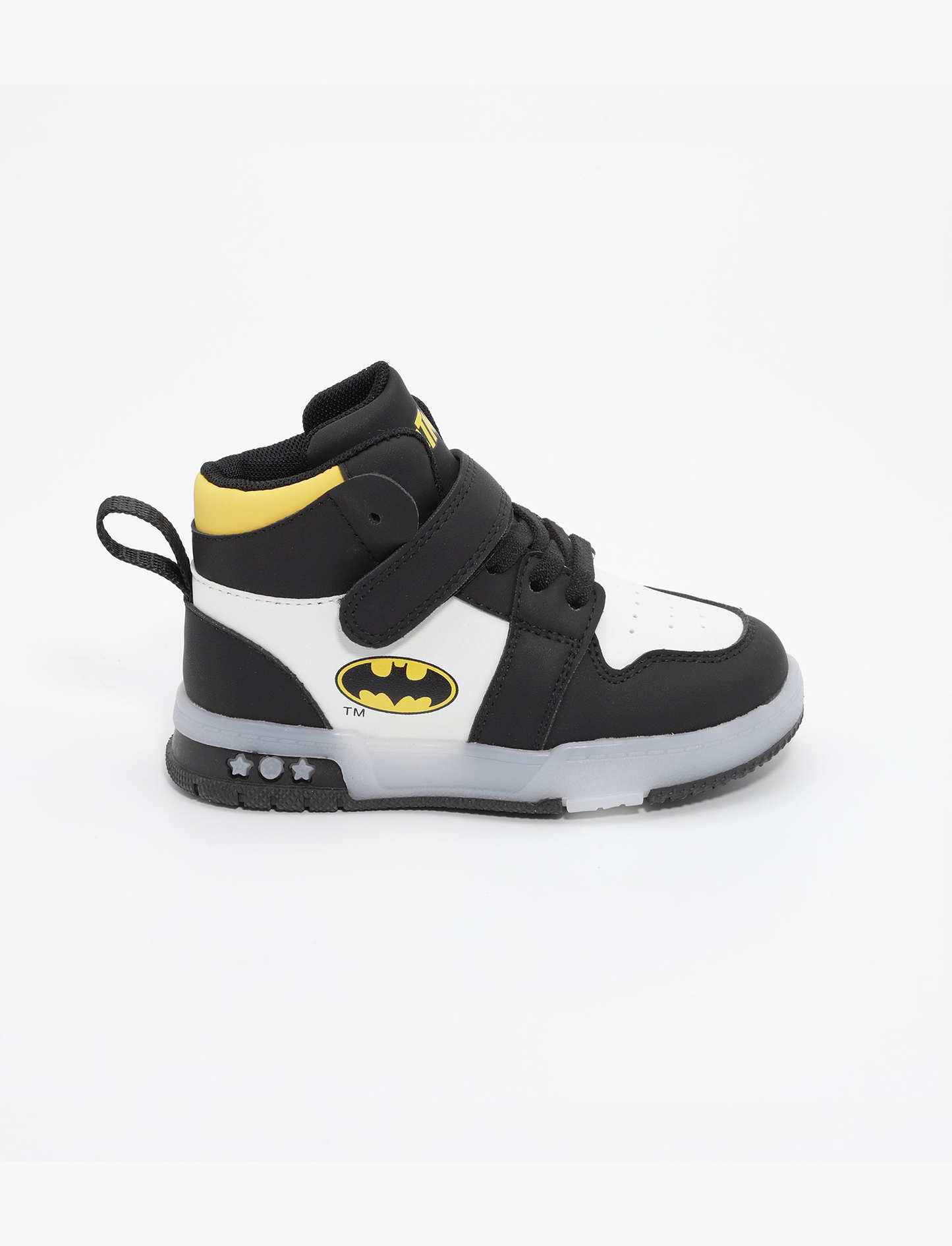 Mighty Batman Sneakers Boys E2233 - נעלי סניקרס גבוהות מייטי באטמן לבנים בצבע שחור/לבן