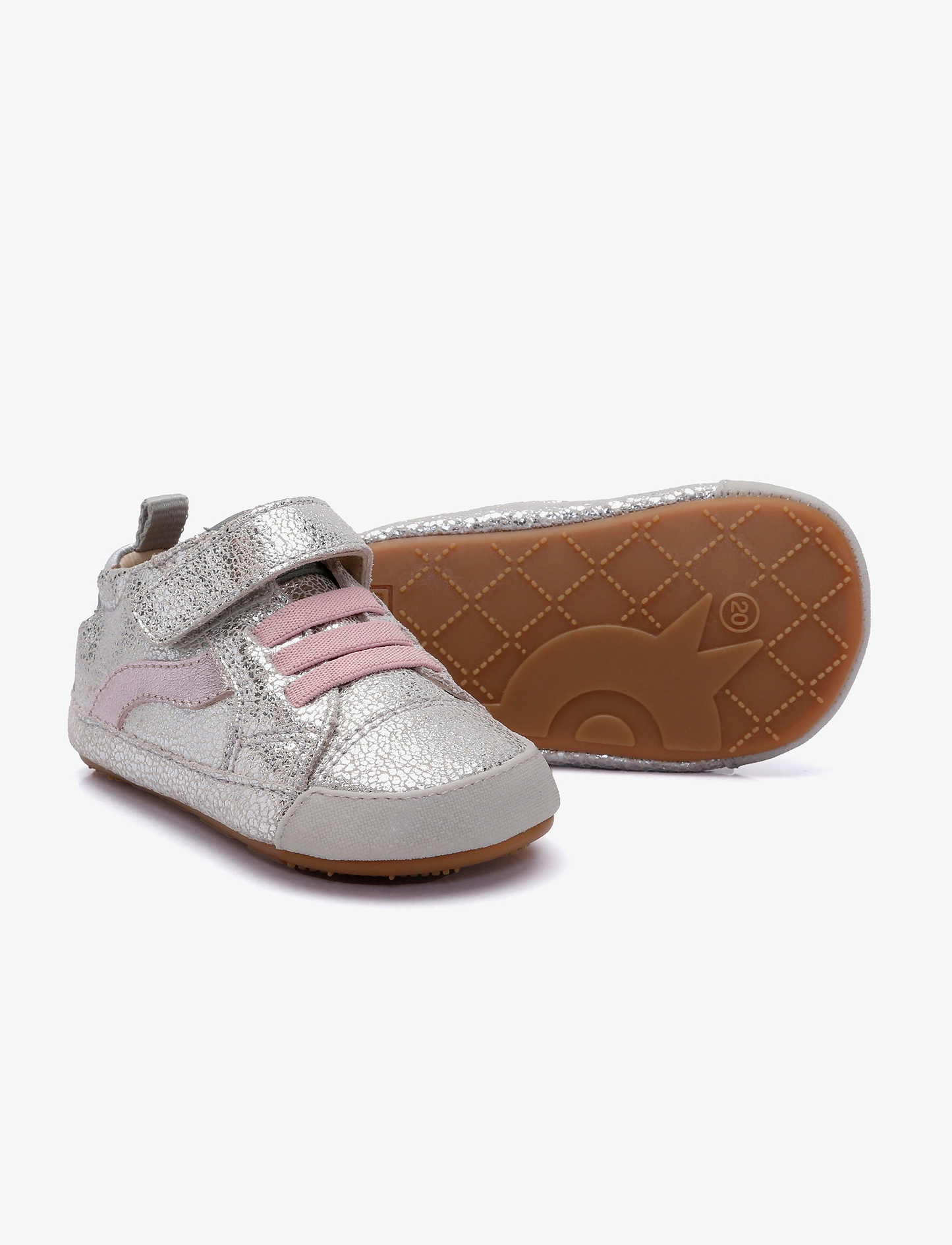 Oldsoles First Wave - נעלי סניקרס צעד ראשון אולדסולס לילדים בצבע כסוף סדוק