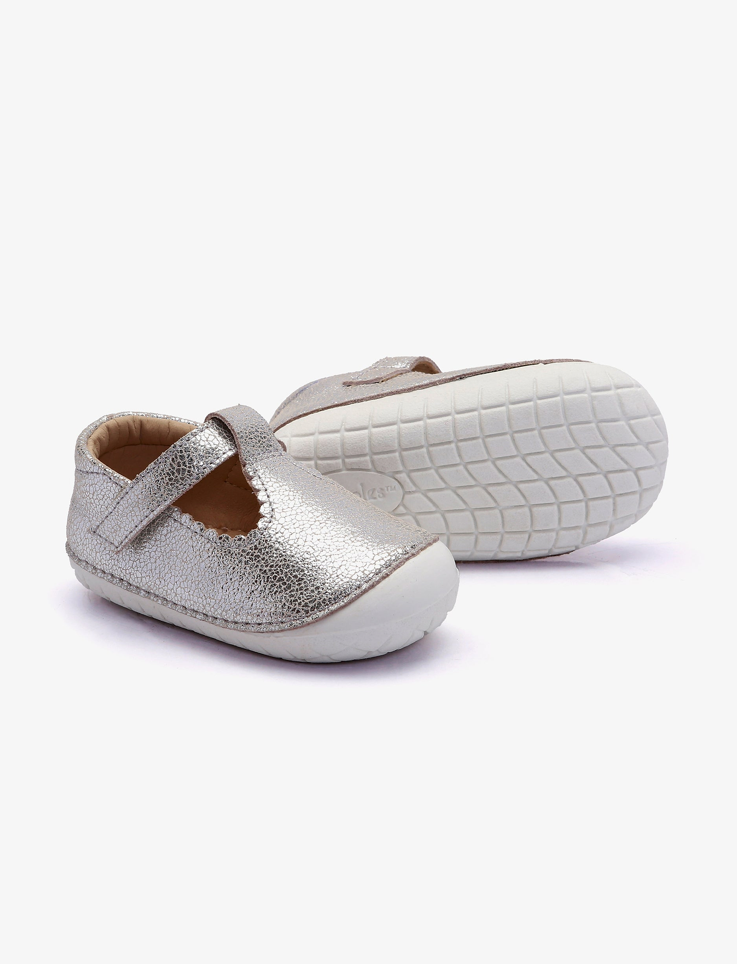 Oldsoles Pave Classic-T - נעלי בובה צעד ראשון אולדסולס לילדים בצבע כסוף סדוק