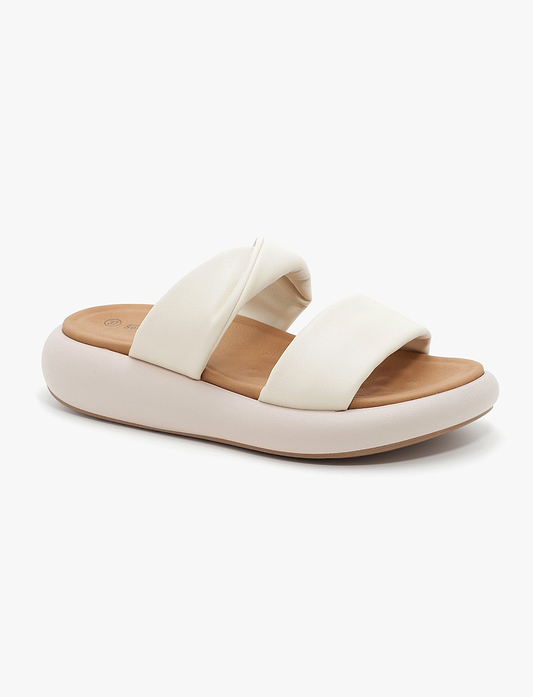 Seventy Nine - כפכפי רצועה מסובבת מייבן סבנטי ניין לנשים בצבע שמנת