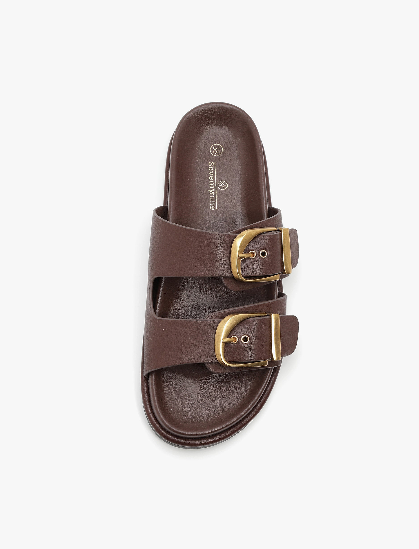 Seventy Nine - כפכפים רצועות רחבות טניה סבנטי ניין לנשים בצבע חום כהה