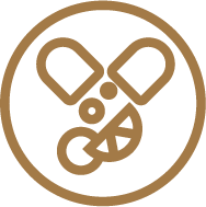 Icon of two pills above dissolving tablets, enclosed in a circle.