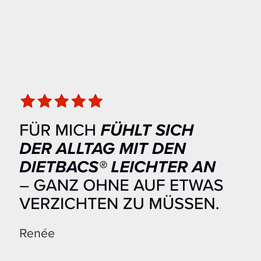 Kundenbewertung zu Dietbacs® mit positivem Erfahrungsbericht.
