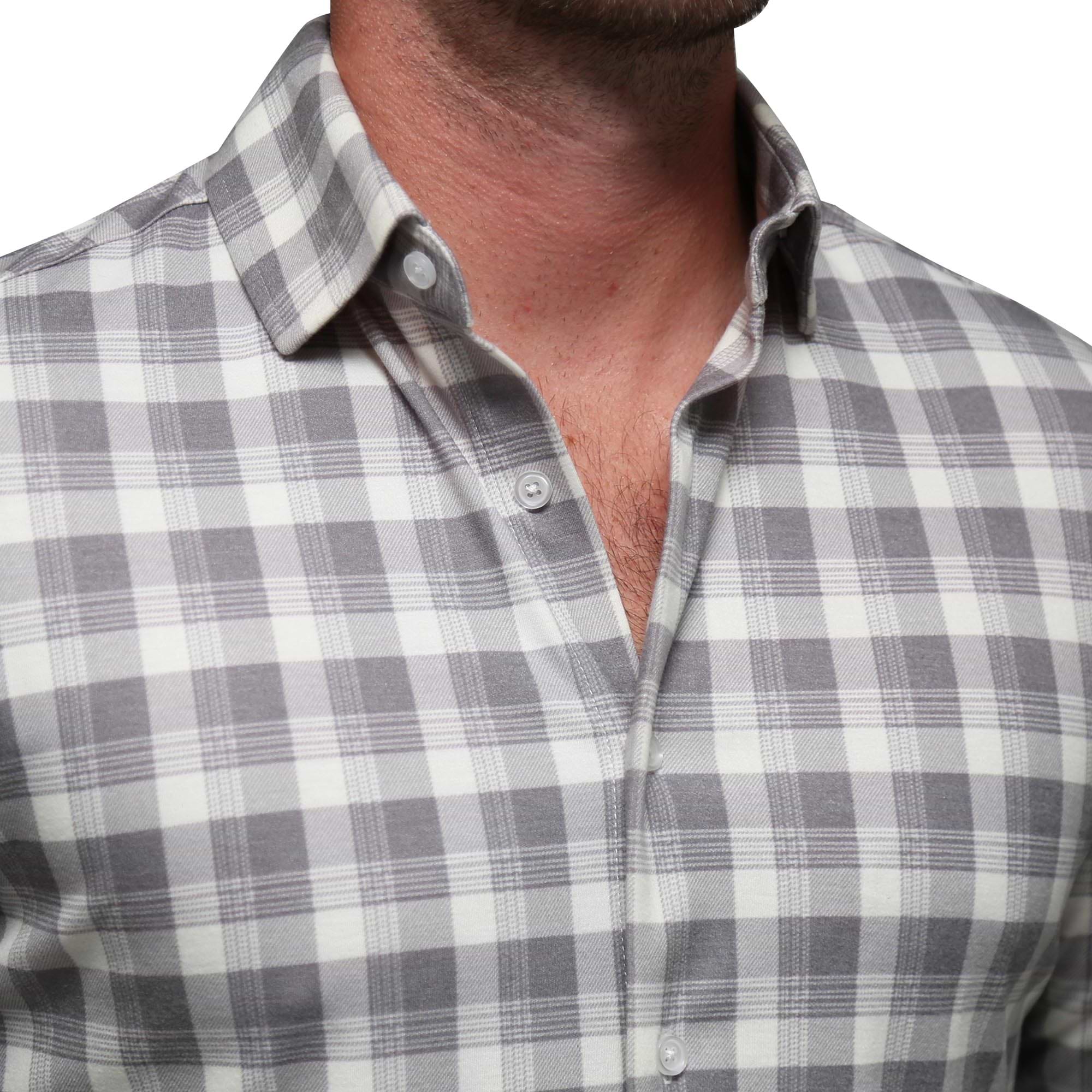"The Holden" Grey Plaid Casual Button Down